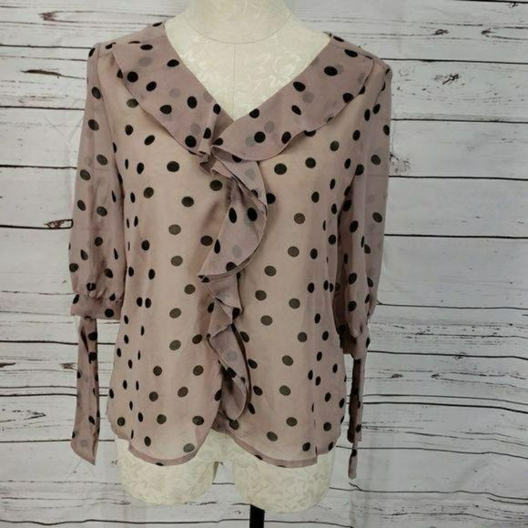 Darling Sheer polka dot medium button down Blouse - Picture 2 of 7